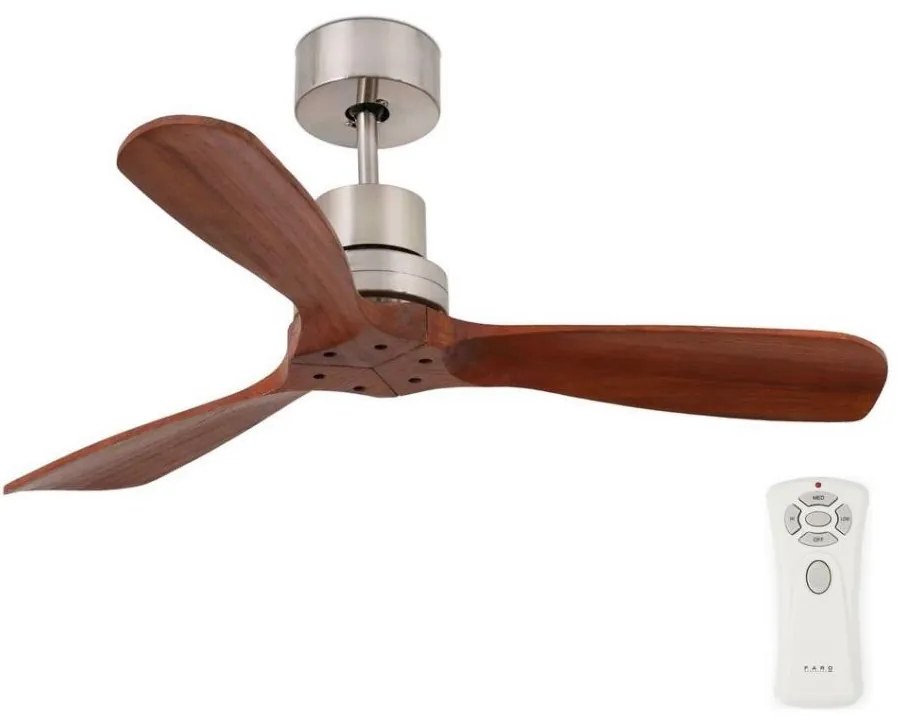FARO 33508DC - Mennyezeti ventilátor MINI LANTAU króm/barna átm. 108 cm + távirányító
