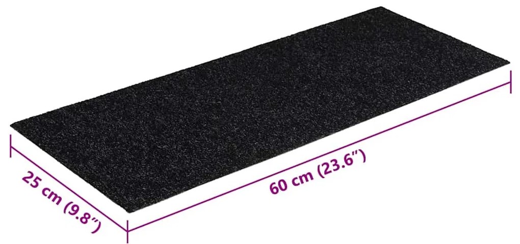 30 db fekete lépcsőszőnyeg öntapadós téglalap alakú 60x25 cm