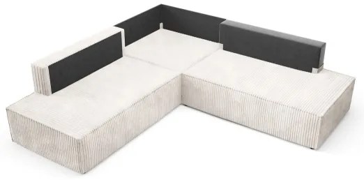 Ággyá nyitható, jobb oldali L-alakú TERAMO sarok ülőgarnitúra tárolóval, bézs