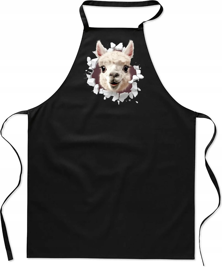 Konyhai Kötény pamut fekete lyuk Láma Alpaka állatok FA_485_cz