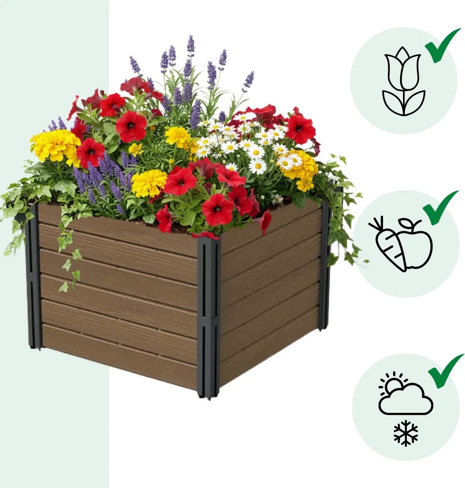 BASE PLANT magaságyás, 61x61x46cm, természetes barna Prosperplast