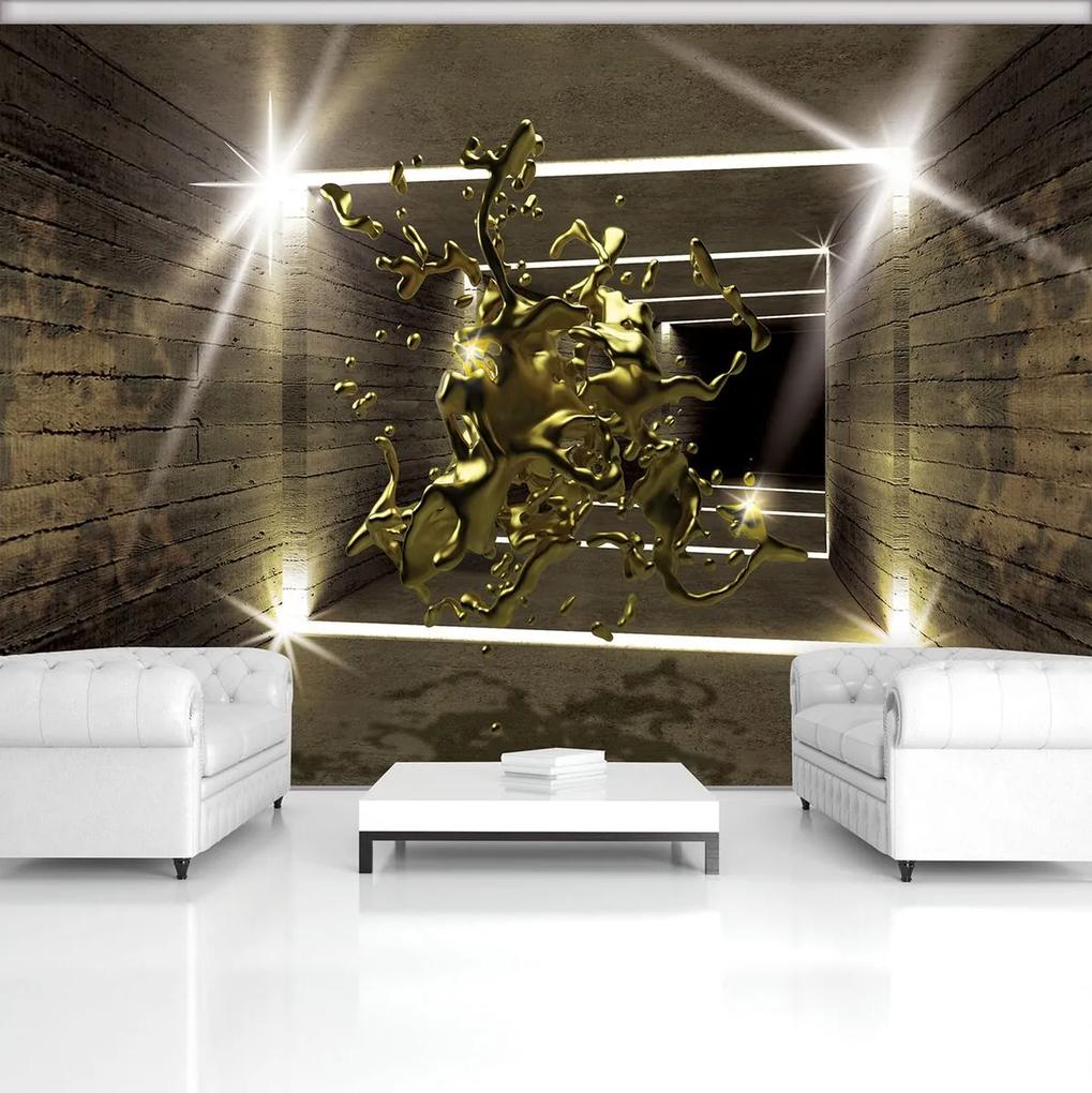 Fotótapéta - Az arany szín robbanása egy 3D-s alagútban (254x184 cm)