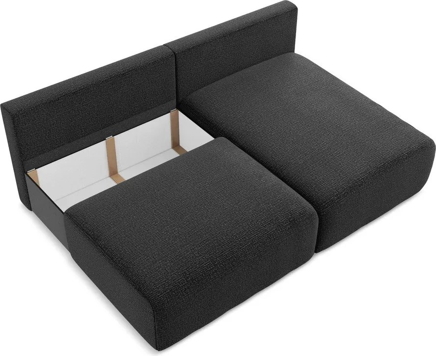 Fekete kinyitható-tárolóhelyes sarokkanapé (jobb oldali) Kalena – Makamii
