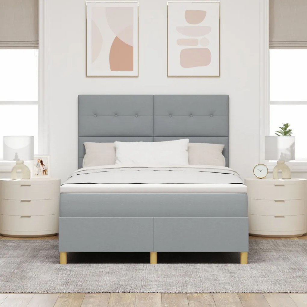 Boxspring Ágy matraccal Világosszürke 140x200 cm Szövet
