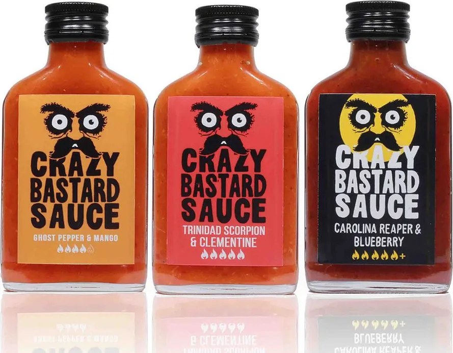 CRAZY BASTARD csípős szósz szett 3 x 100 ml,  piros