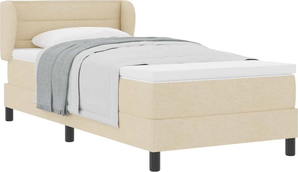 vidaXL Boxrugós ágy matracmal fejtámlával Krém 80 x 200 cm szövet