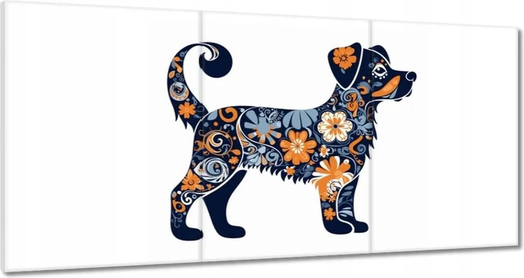 Vászonkép 60x30 Kutya virág modern virág motívum Virágok