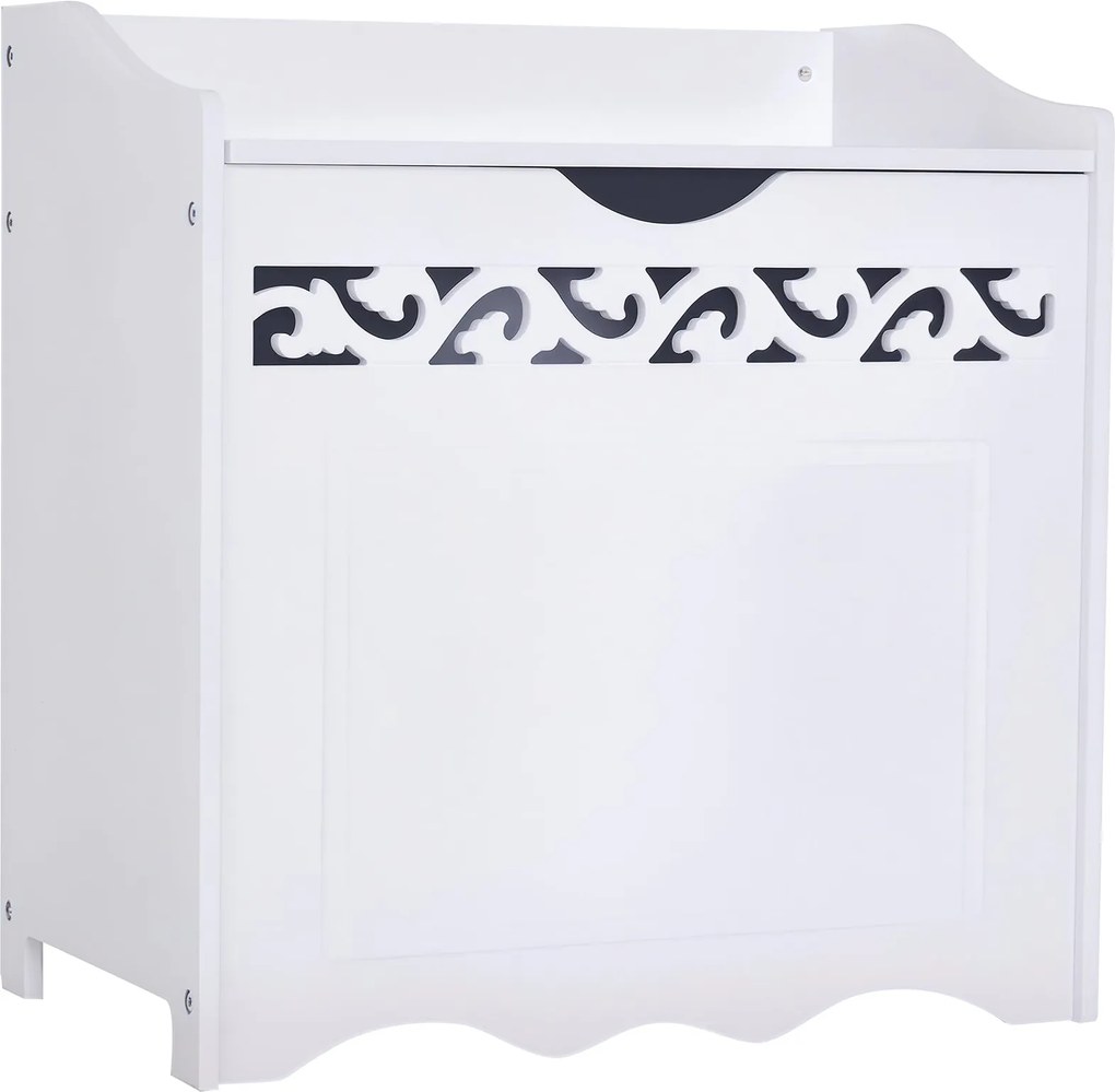 HOMCOM Fa Törölközőszekrény, Tárolószekrény Fürdőszobába, Hálószobába, Nappaliba, 55L x 34W x 58H cm, Fehér | Aosom