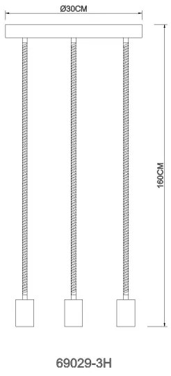 Globo 69029-3H1 - Csillár zsinóron ULLEU 3xE27/60W/230V pók