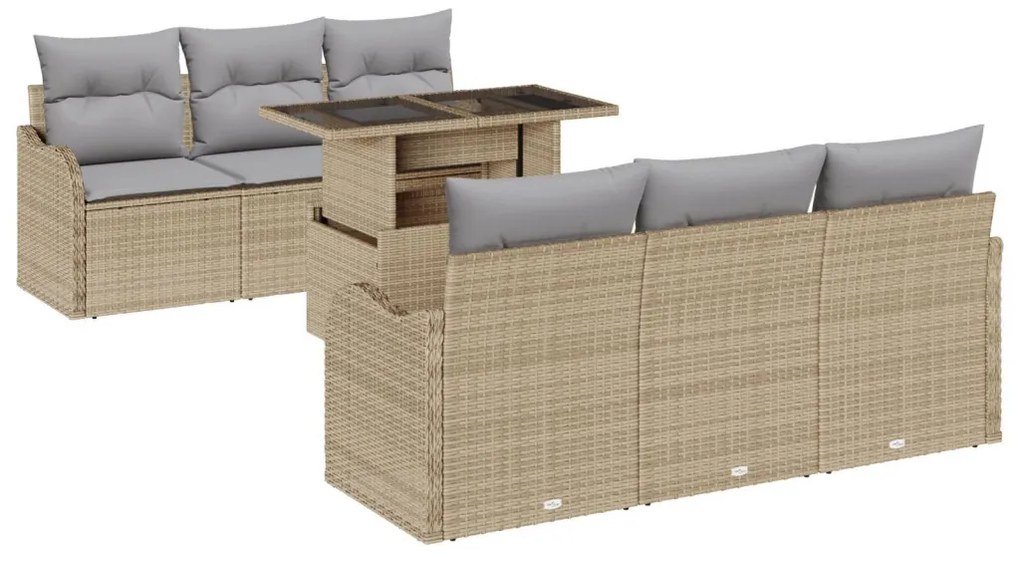Kerti Kanapé Szett 7 pcs Bézs 100 x 55 x 73 cm Poli rattan