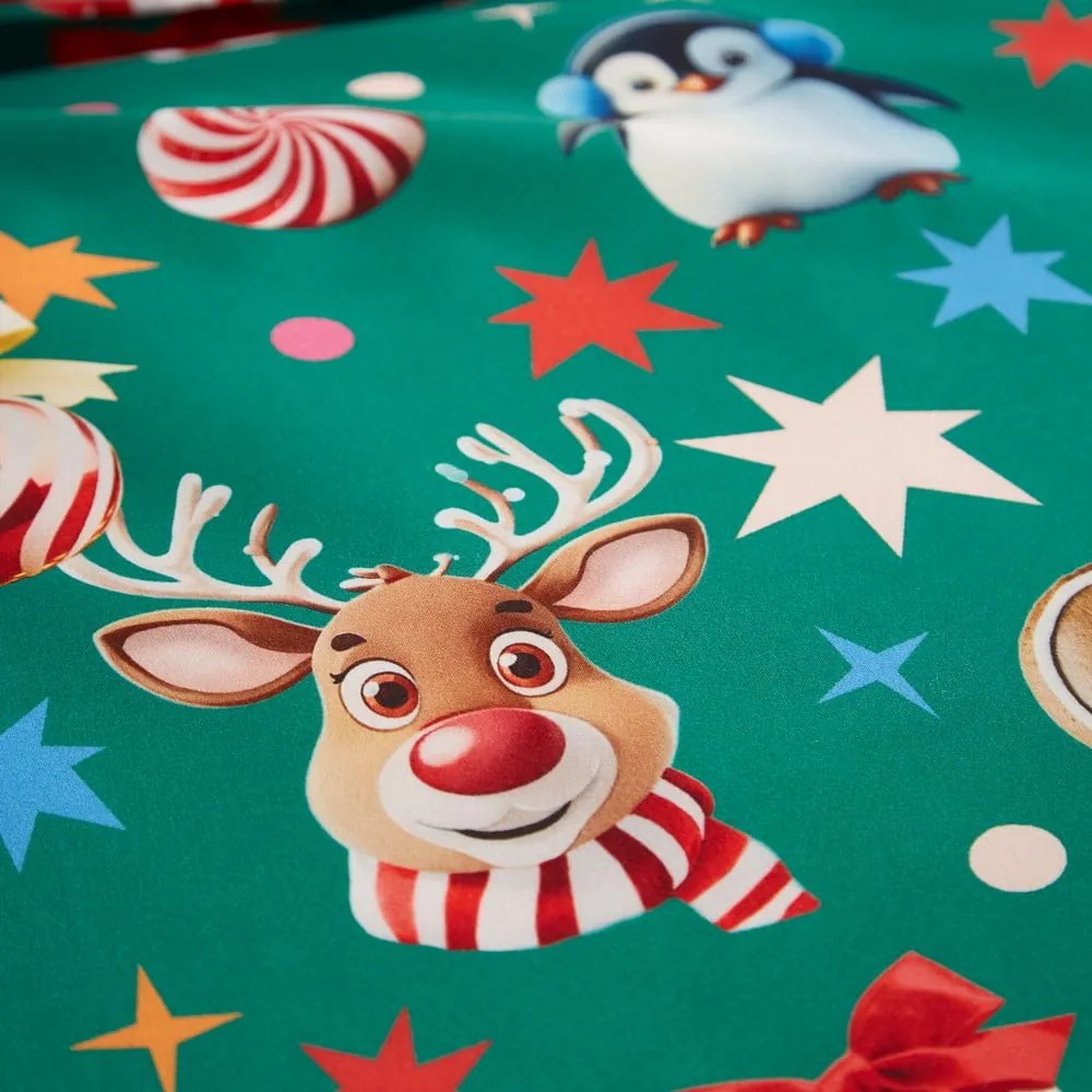 Zöld egyszemélyes ágyneműhuzat 135x200 cm Christmas Icons – Catherine Lansfield