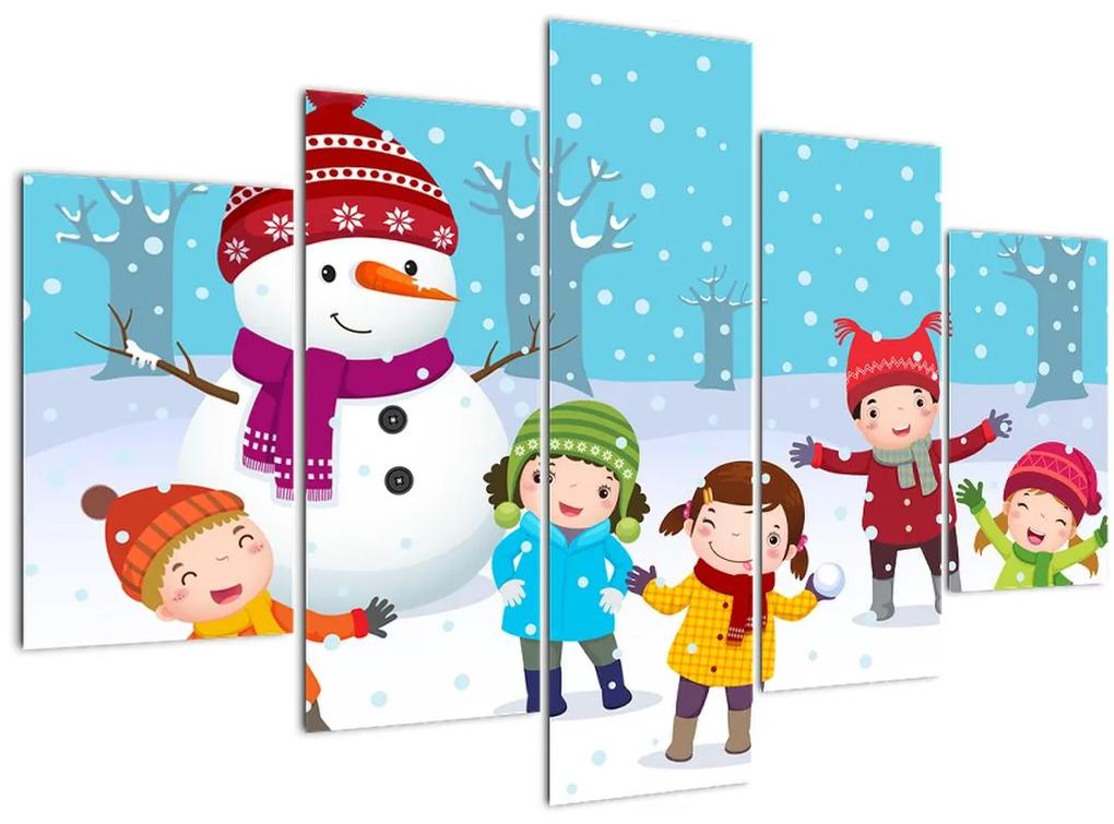 Kép - Téli gyerekes mulatságok (150x105 cm)