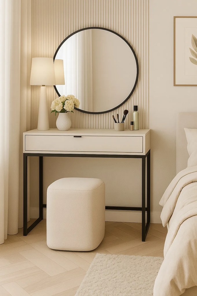 Fésülködőasztal fiókkal 80x50x76 cm fekete kasmír lábak