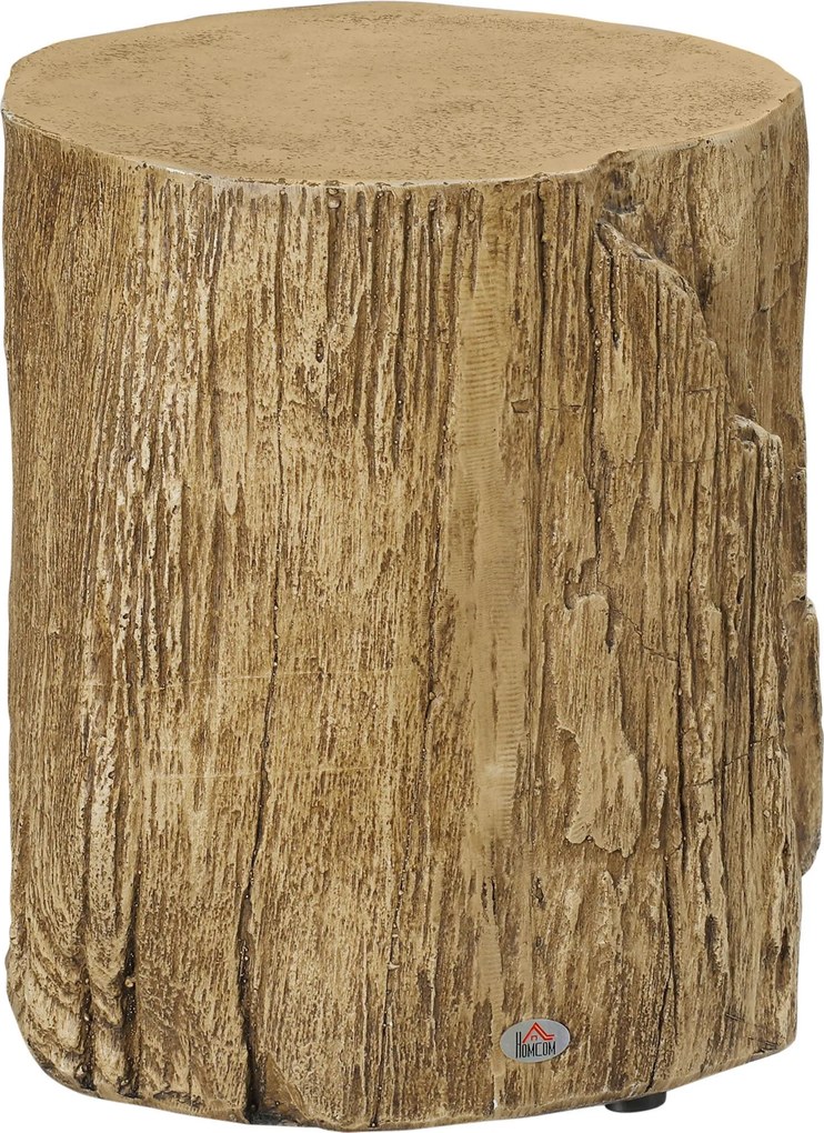 HOMCOM Fatörzs Stílusú Éjjeli Asztal Vízálló, Kávézó Asztal Inorganikus Ásványi Porból, Nappali Asztal, Oldal Asztal Nappali és Hálószoba 37 x 37 x 43