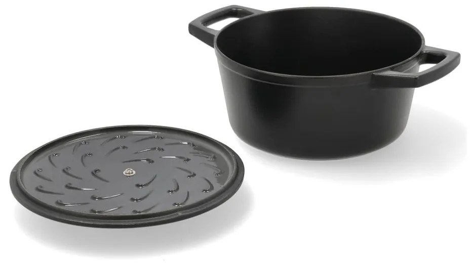 Indukciós tűzhelyhez alkalmas öntöttvas edény fedővel 3,6 l – Holm