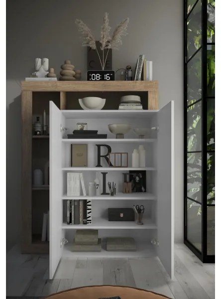 LENOR szekrény, fehér/világos tölgy