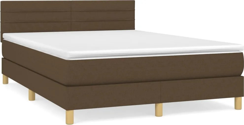 vidaXL sötétbarna szövet rugós ágy matraccal 140 x 190 cm