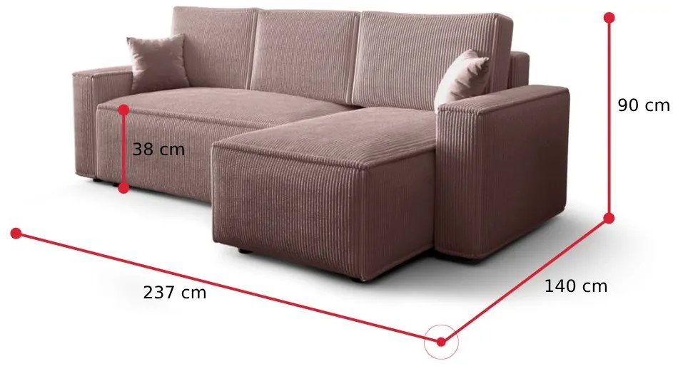 JAMBRO sarokülőgarnitúra, 237x90x140, poso 27