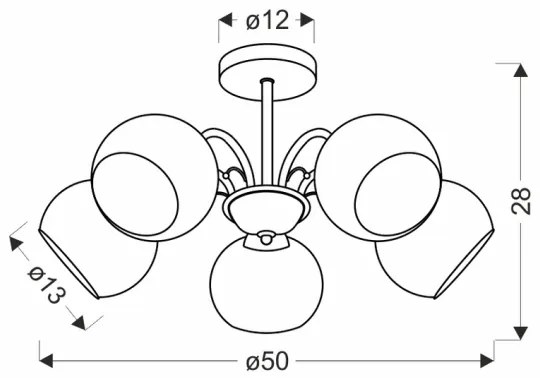 Rúdon függő csillár NESTOR 5xE27/40W/230V sárgaréz