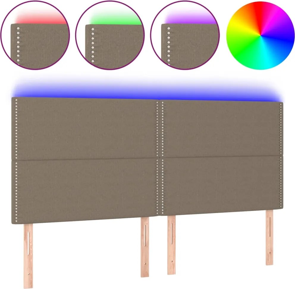 vidaXL tópszínű szövet LED-es fejtámla 200x5x118/128 cm
