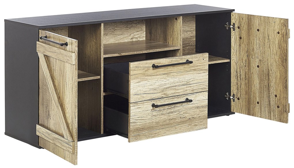 Rusztikus Komód Világosbarna És Fekete Színben SALTER Beliani