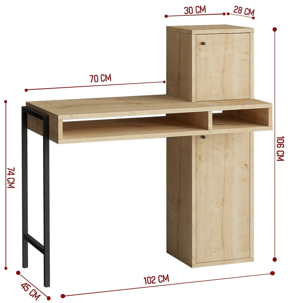 PC asztal Dove (tölgy + fekete). 1073558