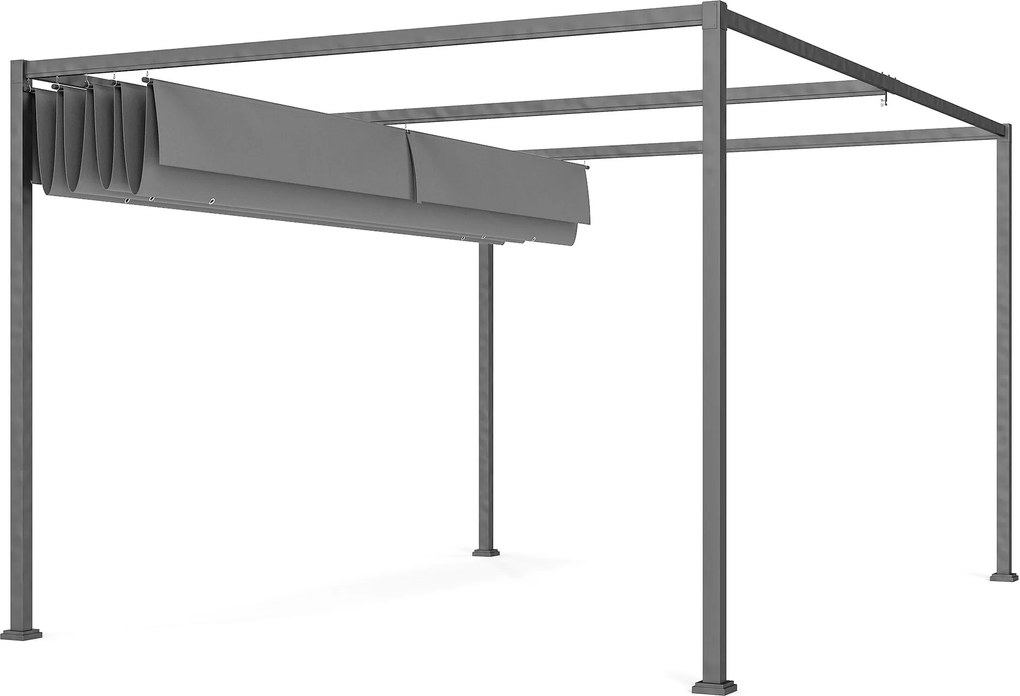 Outsunny Pergola 4x3m Kerti Pavilon, Fém Terasz Napellenző, Állítható Tetővel, Szabadon álló, Napernyő Teraszra és Kertbe, Sötétszürke | Aosom