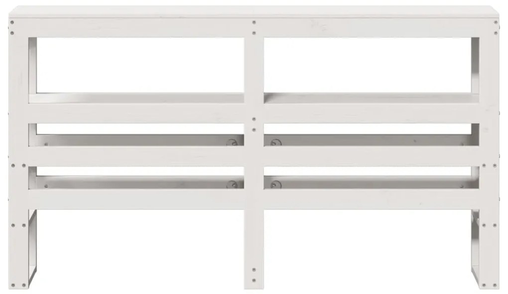 fehér tömör fenyőfa fejtámla polcokkal 120 cm