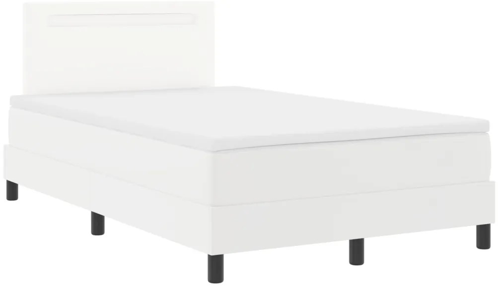 Boxspring Ágy Matraccal, Fehér, Kis Dupla, Műbőr