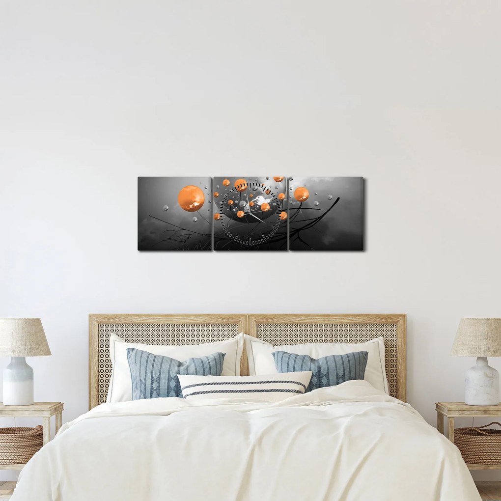 Narancssárga gömbök képe (órával) (90x30 cm)