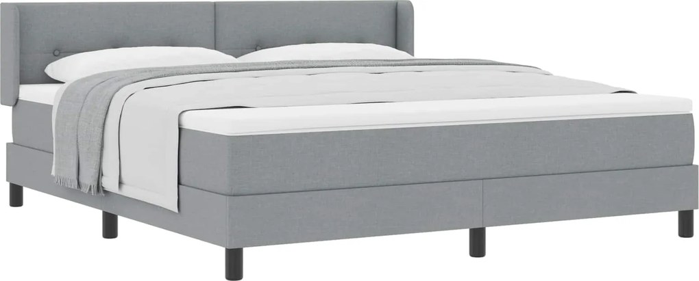 vidaXL Boxrugós ágy matracmal Világosszürke 200 x 180 cm Poliészter
