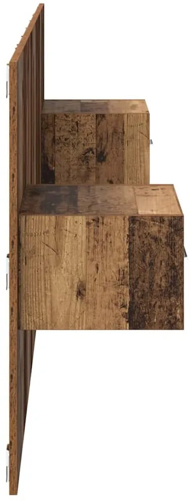 Fejtámla Szekrénnyel fiókkal fejtámlával 3 pcs Öreg fa Faanyag