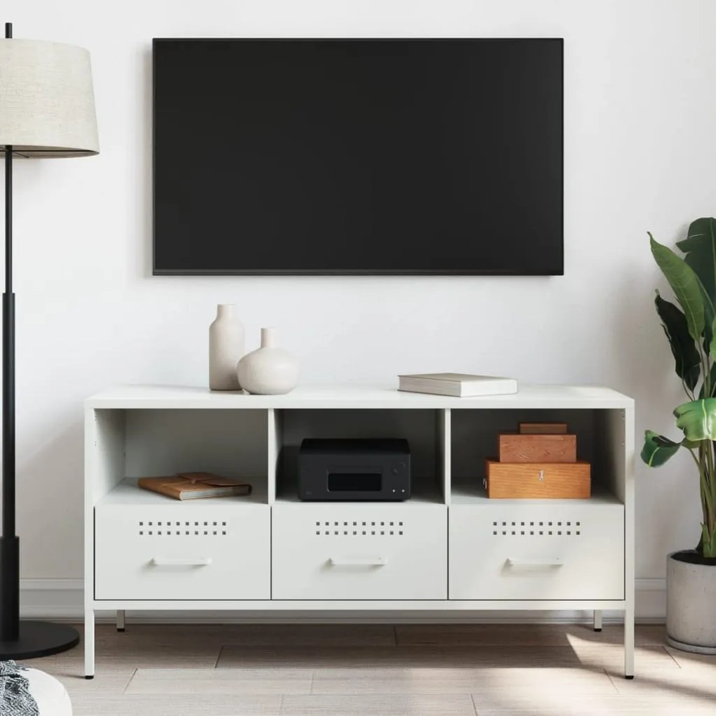 fehér acél TV-szekrény 100,5 x 39 x 50,5 cm