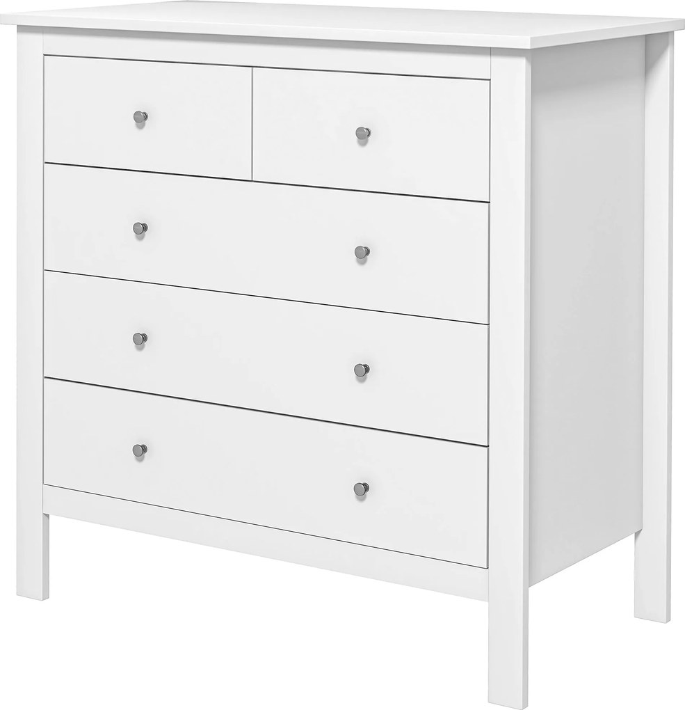 HOMCOM 5 Fiókos Modern Szekrény 79 x 39,5 x 80,5 cm - Fehér | Aosom