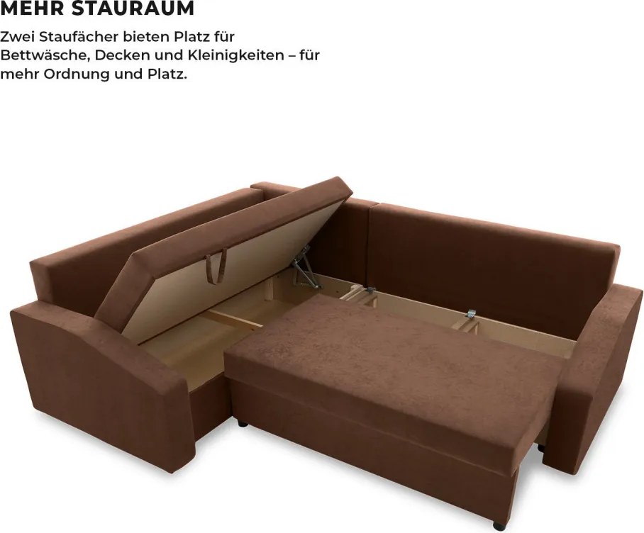 Grande Plus sarokkanapé, baloldali, szövet anyag, barna