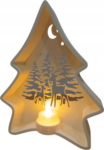 Világító karácsonyfa karácsonyi motívummal 3D nyomtatás Tealight Dekoráció Ajándék