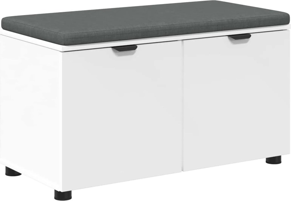 vidaXL Előtér pad párnával Fehér 80 x 38 x 46 cm Műanyag Fa és Szövet