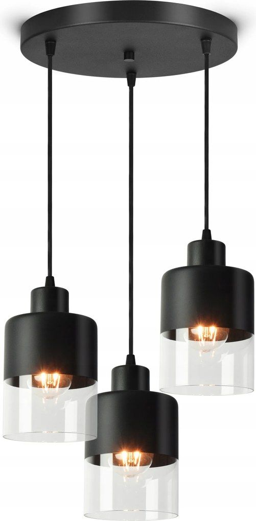 Mennyezeti Lámpa Függő Csillár Dual Glass 568-EZ3 Led E27 Black Edition