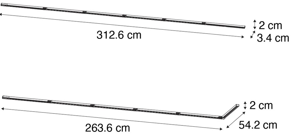 Modern fekete sínrendszer 1 fázisú 300cm - Iconic
