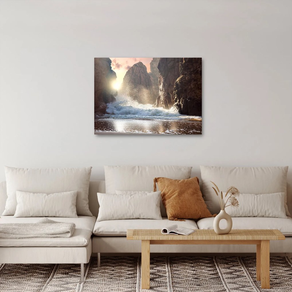 Kép - Az óceán sziklái és hullámai (70x50 cm)