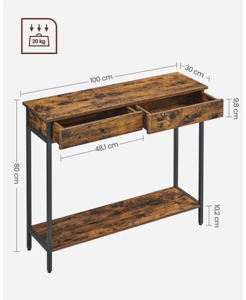 Oldalsó asztal LUVOR barna/fekete