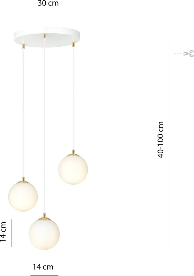 Emibig modern függeszték royal fehér arany emi1244/3