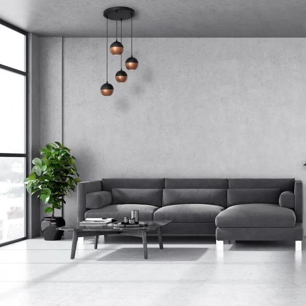 LED Csillár zsinóron MIDWAY 4xGU10/4,8W/230V fekete/réz