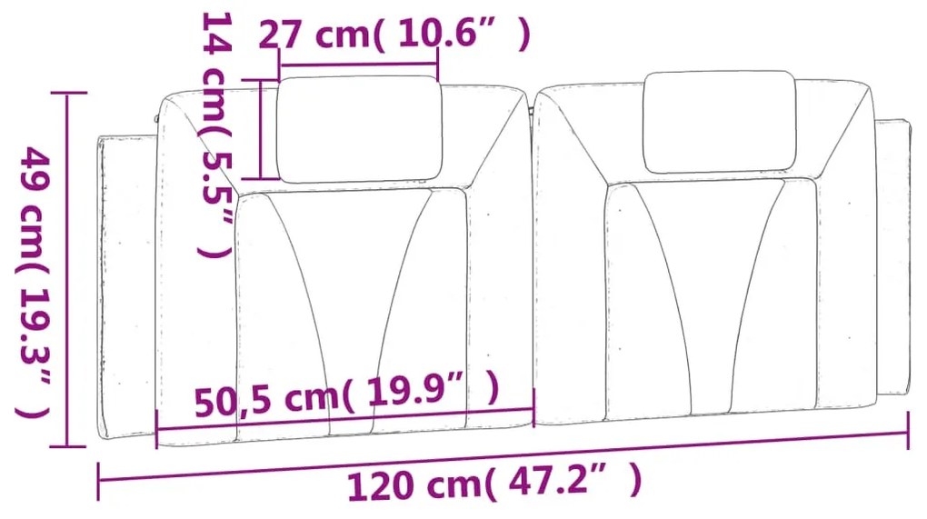 szürke műbőr fejtámla párna 120 cm