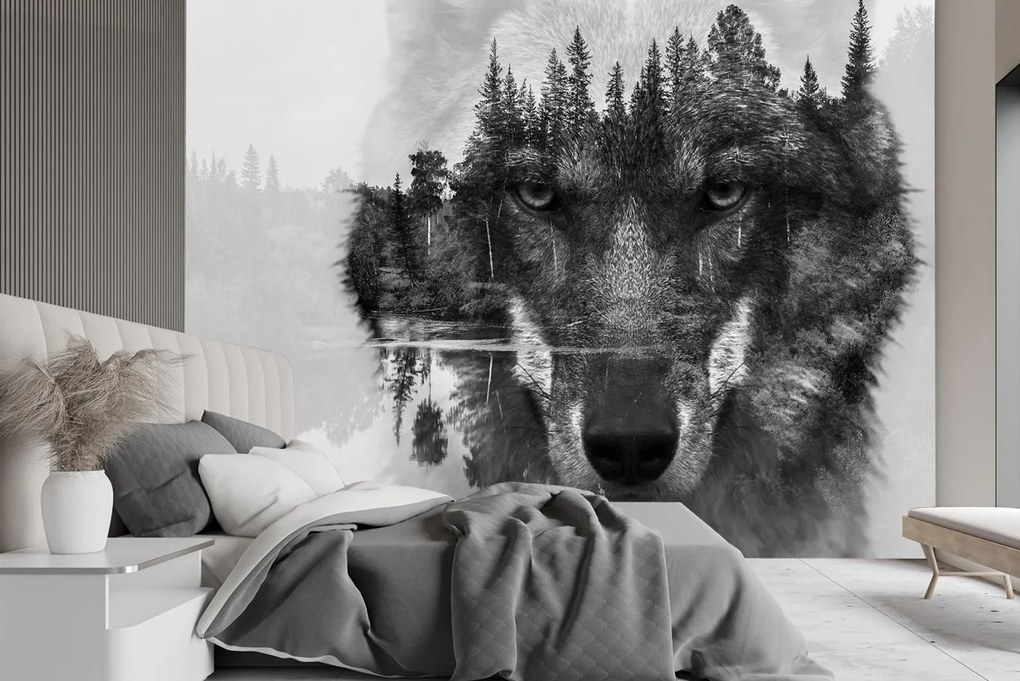 Gario Fotótapéta Farkas és erdő Anyag: Vlies, Méret: 150 x 105 cm