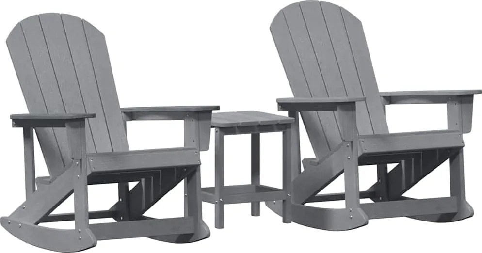 vidaXL Kerti lounge szett 3 pcs Világosszürke HDPE