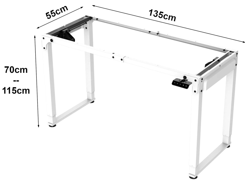 [pro.tec] Állítható magasságú asztalkeret Kirkkonummi 135x55cm fehér