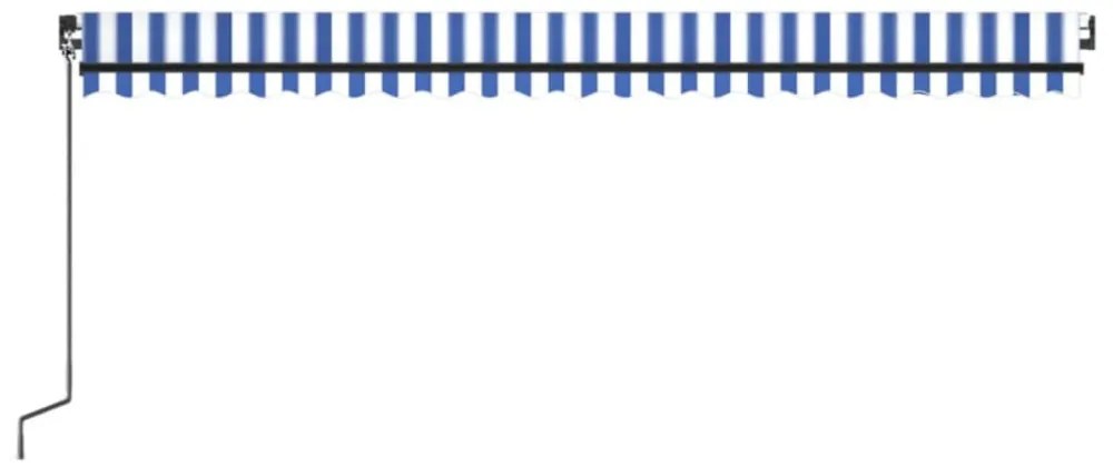 kék és fehér kézzel kihúzható napellenző 500 x 350 cm