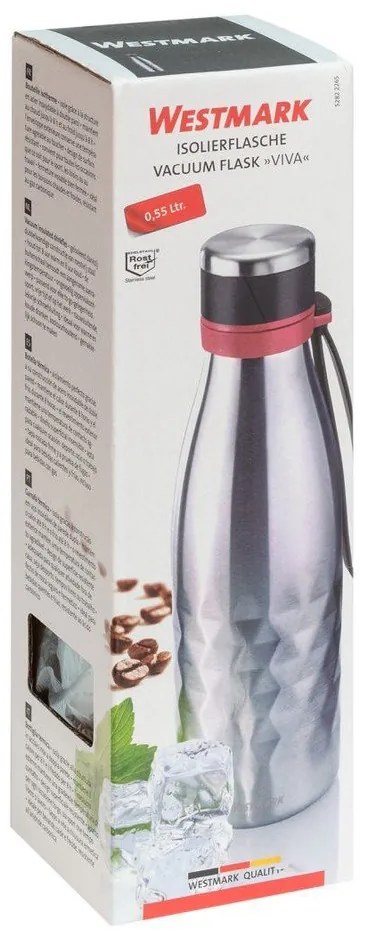 Világosszürke szilikon-rozsdamentes acél utazó ivópalack 550 ml Viva – Westmark