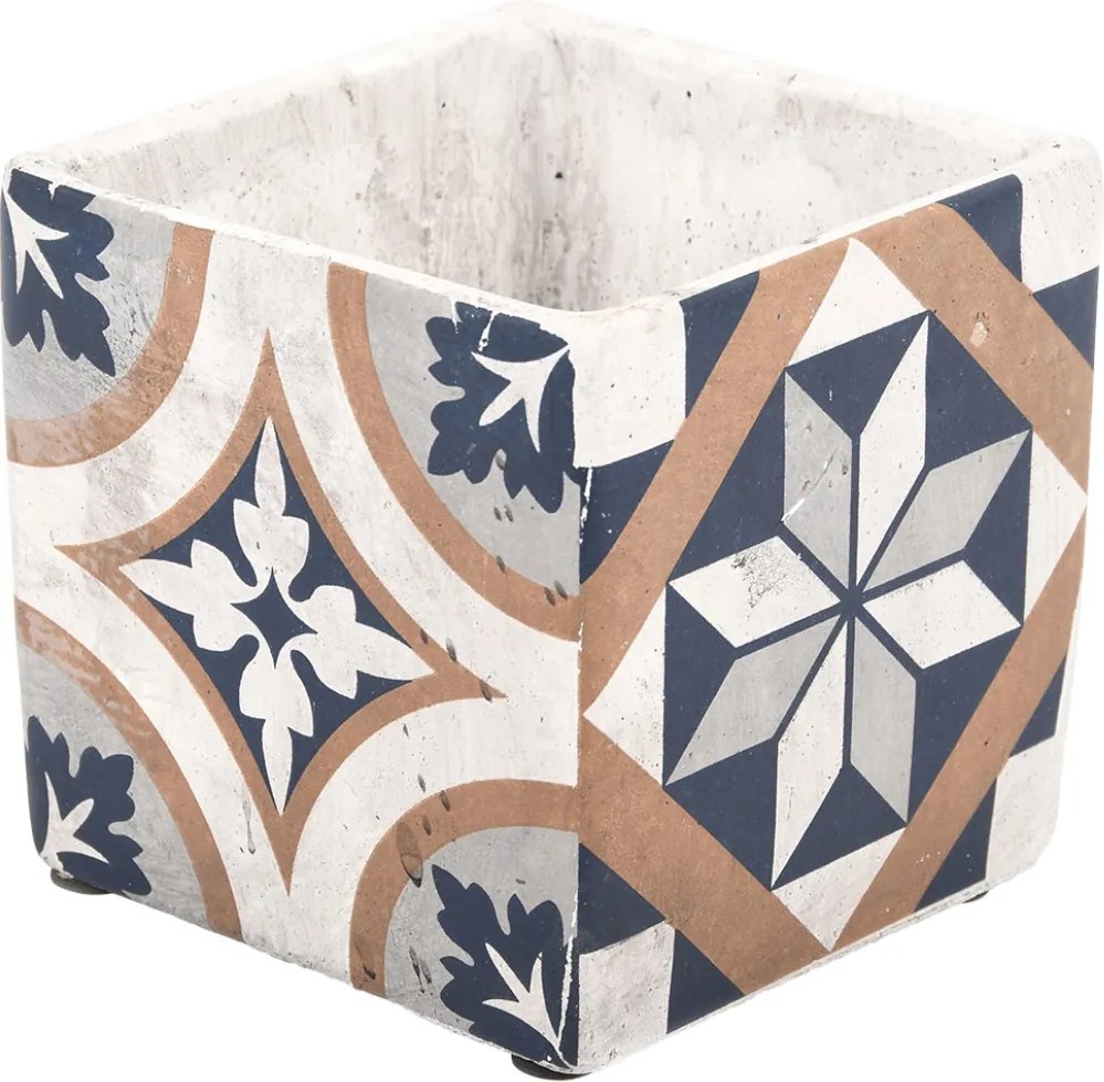 Beton kaspó portugál stílusú öregített virágtartó teraszra erkélyre 13cm